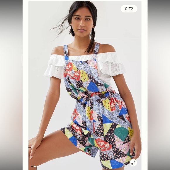 Anthropologie Pants - NEW! ANTHROPOLOGIE COREY LYNN CALTER FLORAL PATCHWORK SHORT OVERALLS Small